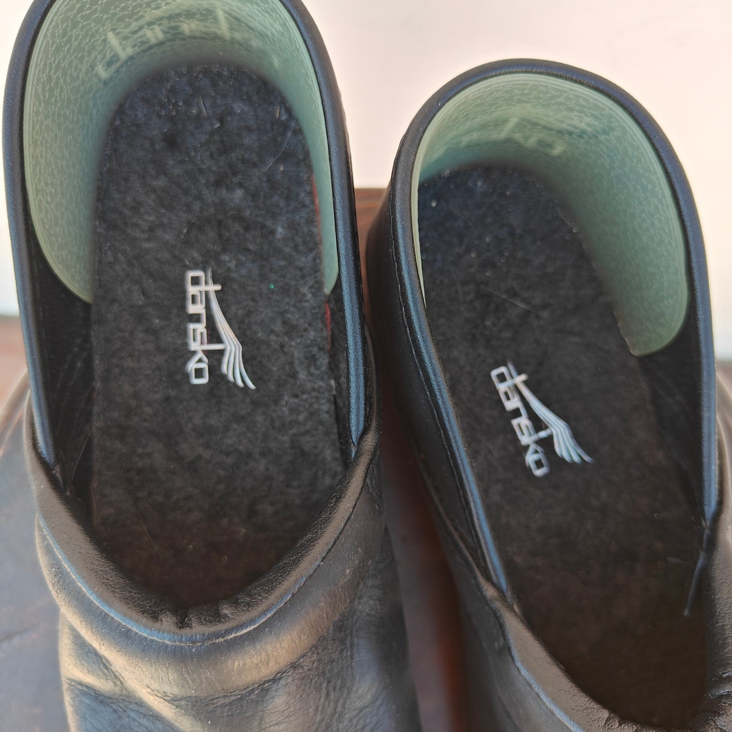 Black Leather Clogs