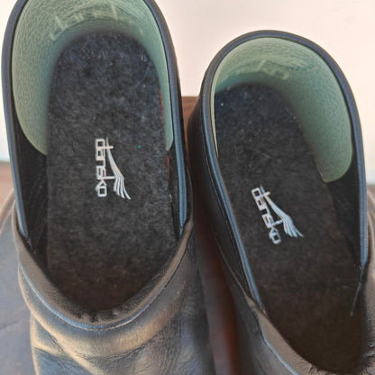 Black Leather Clogs
