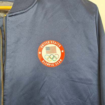 Team USA Navy Olympic Satin Bomber Jacket