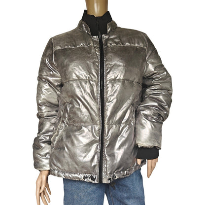 Metallic Silver Puffer Jacket