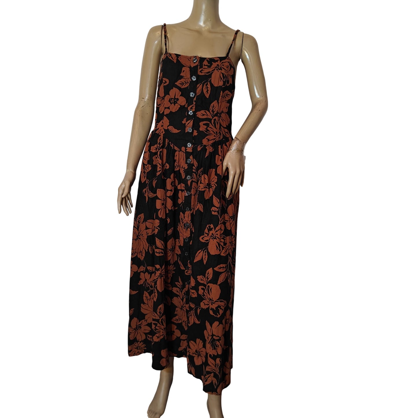 Floral Linen Backless Maxi Dress