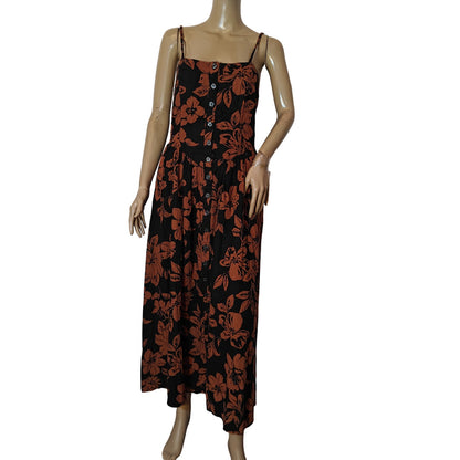 Floral Linen Backless Maxi Dress