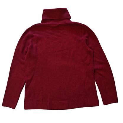 Burgundy Button Hem Turtleneck Sweater