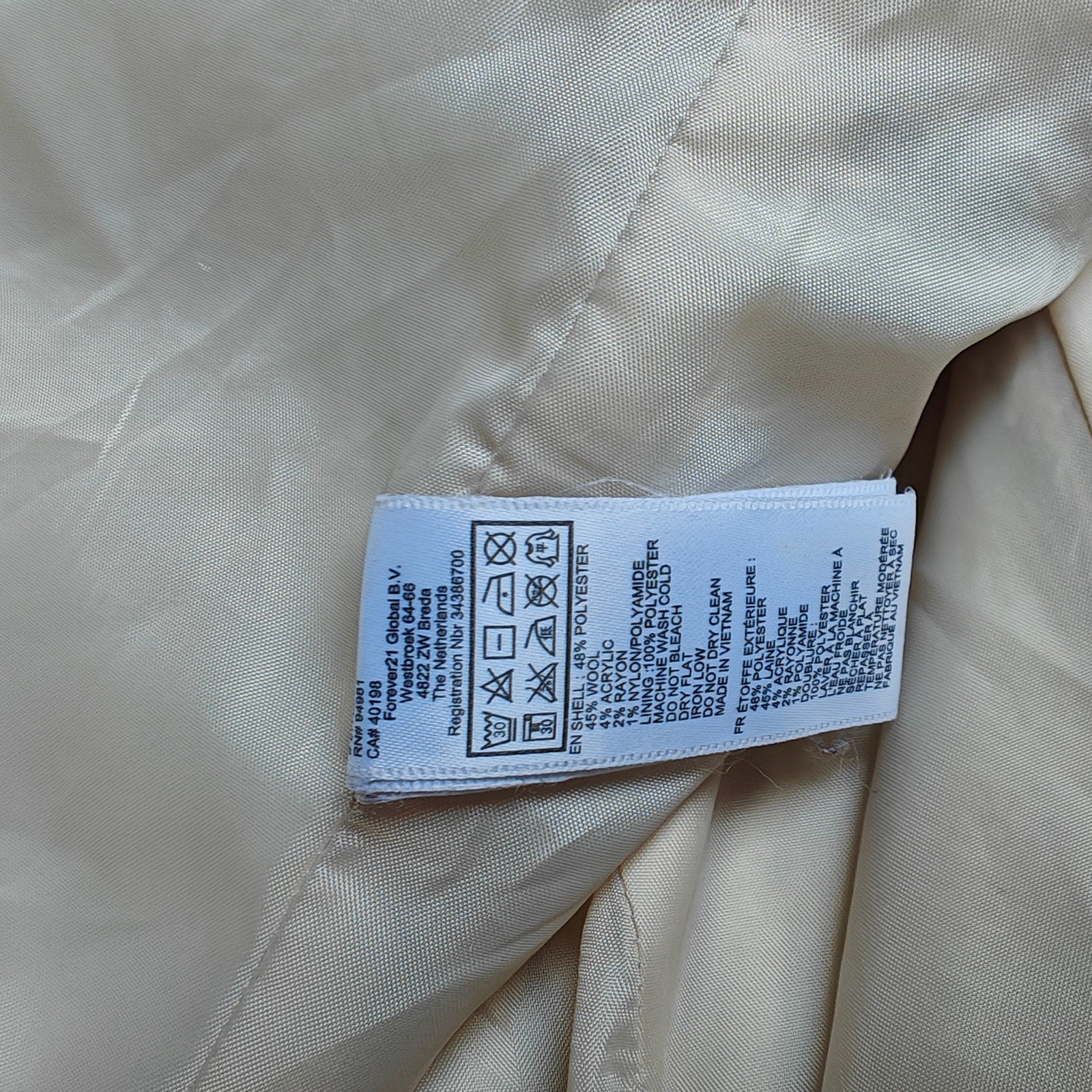 Beige Wool Belted Double Breasted Peacoat