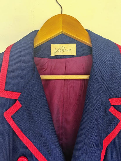 Blue and Red Vintage 60s Double Breasted Dress