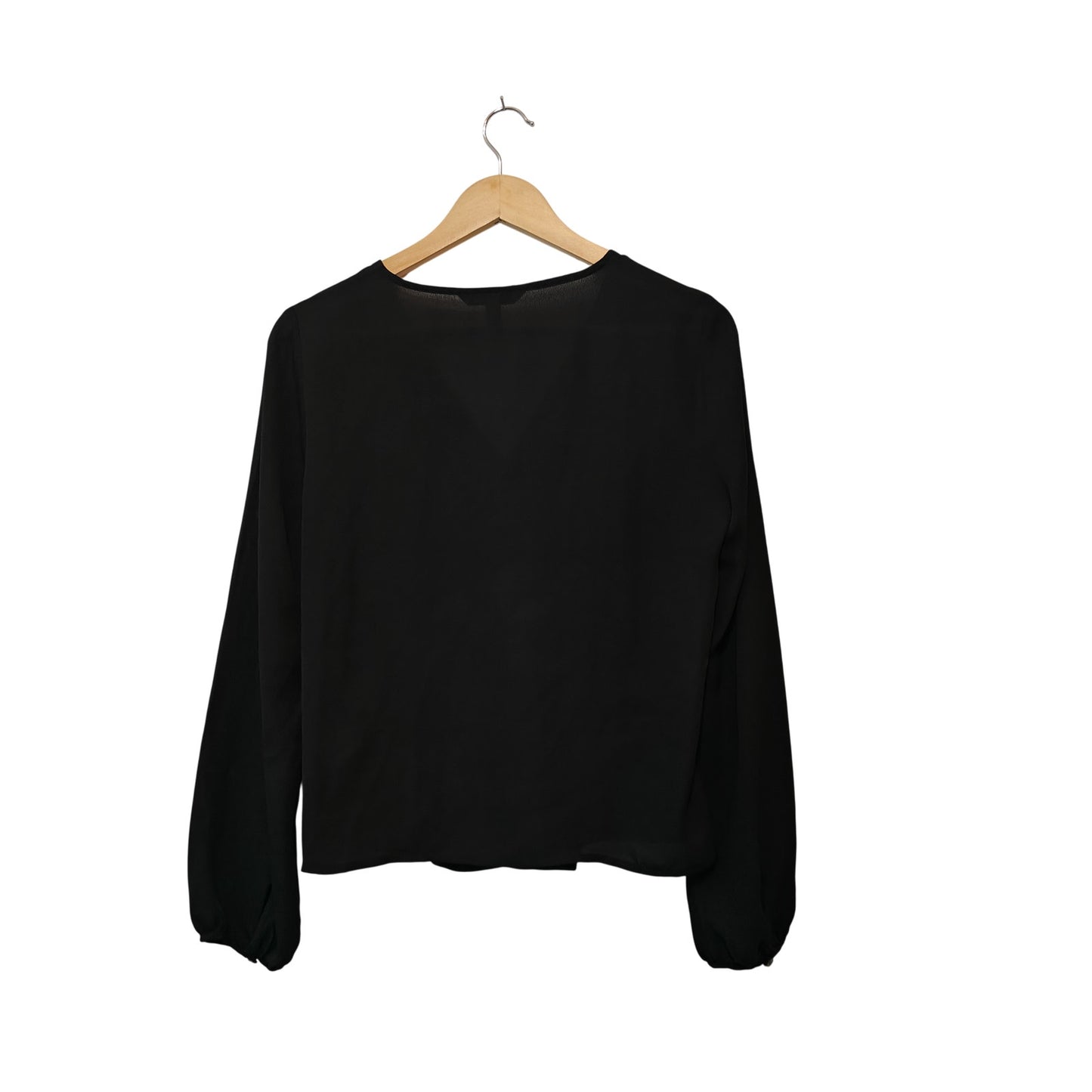 Black Draped Surplice V-Neck