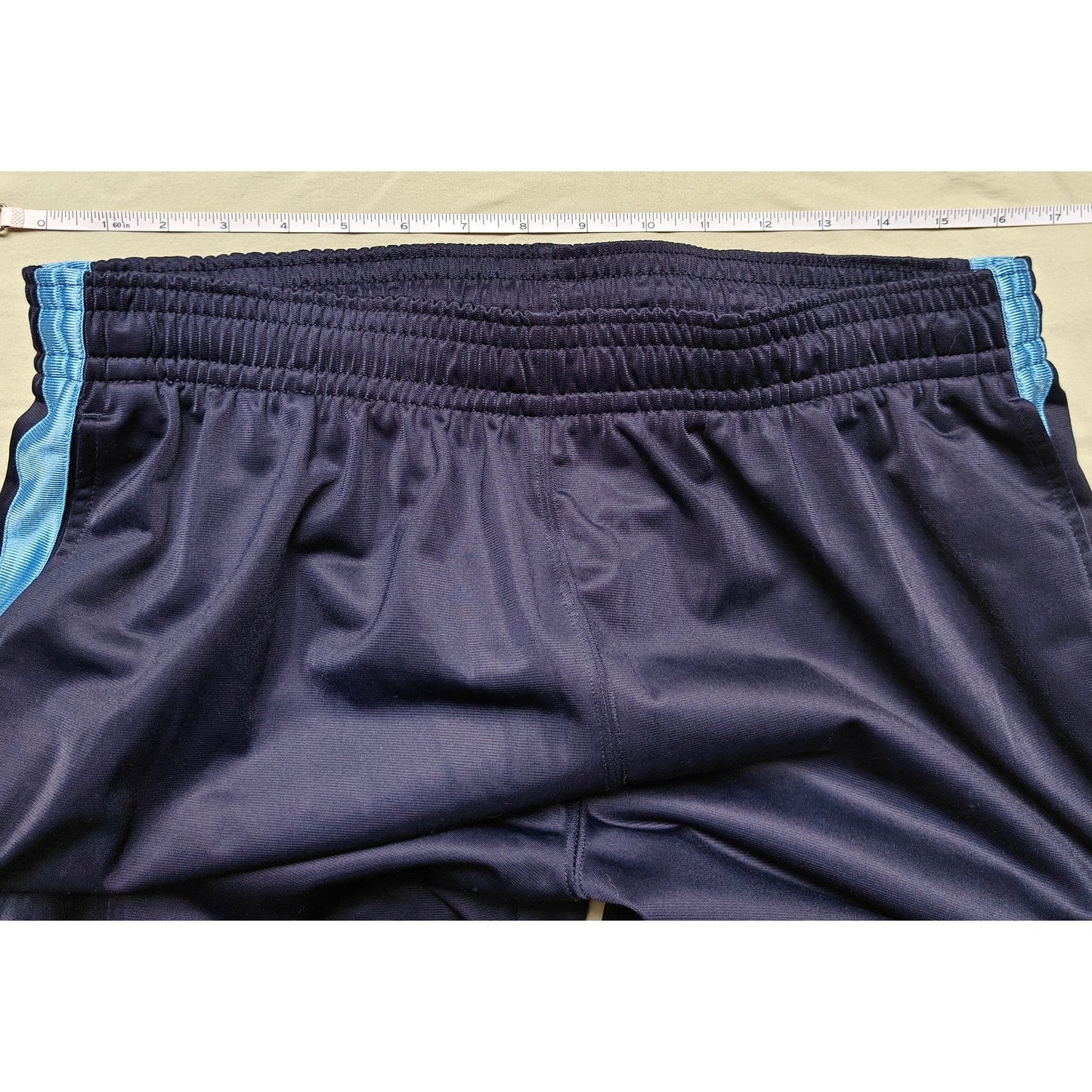 Navy Track Pants With Side Stripe and Elastic Waist
