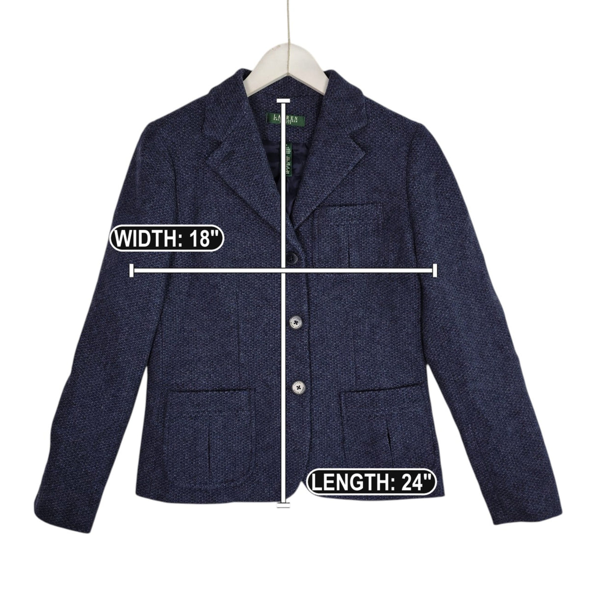 Lauren Ralph Lauren Navy Wool Tweed Blazer