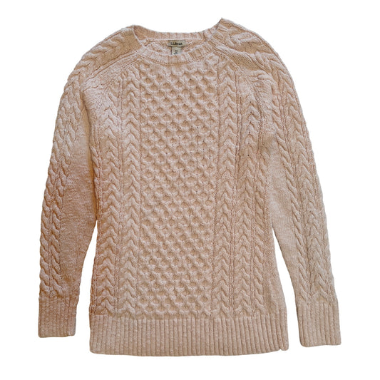 Light Pink Cotton Cable Knit Sweater