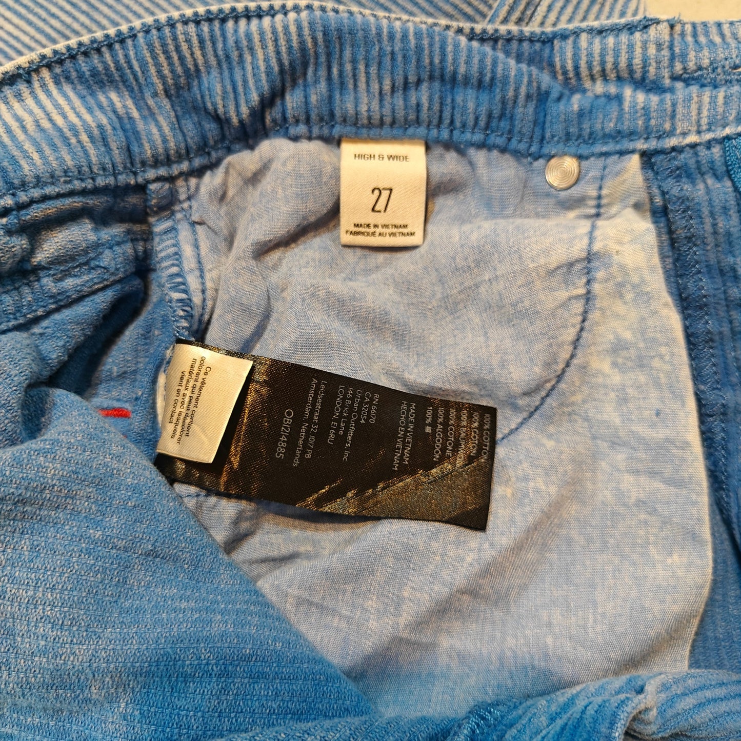 Blue Corduroy Wide Leg Pants