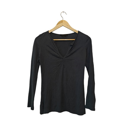 Blue Gray Long Sleeve V Neck Top