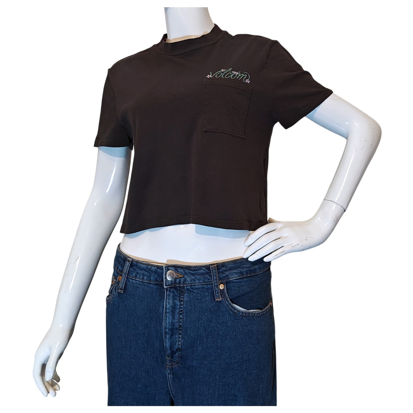 Organic Cotton Floral Logo Crop Tee