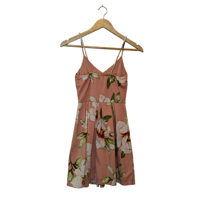 Floral Fit & Flare Pink Mini Dress