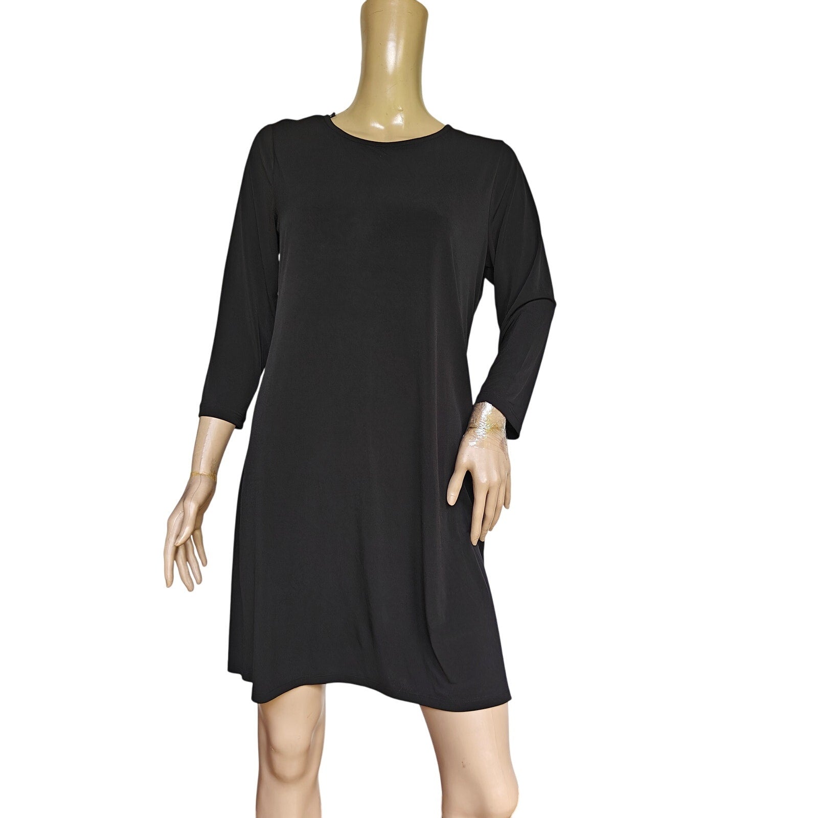 Black 3/4 Sleeve Sheath Dress with Back Zip