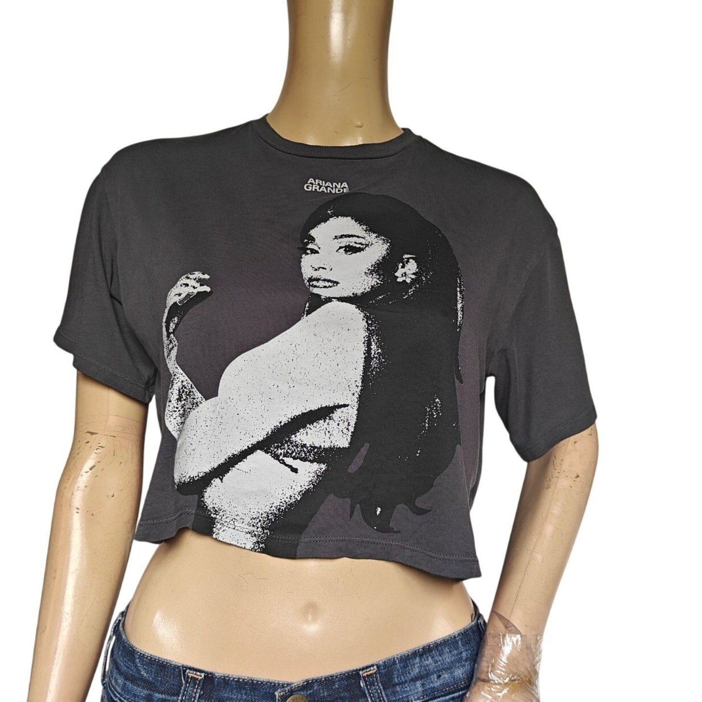 Gray Ariana Grande Graphic Crop Tee