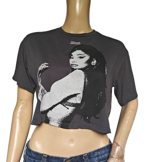 Gray Ariana Grande Graphic Crop Tee