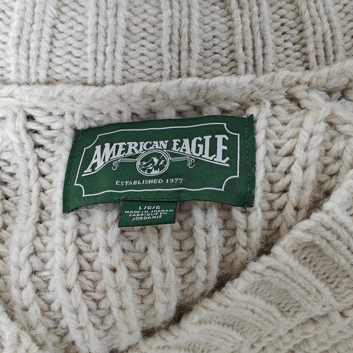 Cream Chunky V-neck Cable Knit Sweater