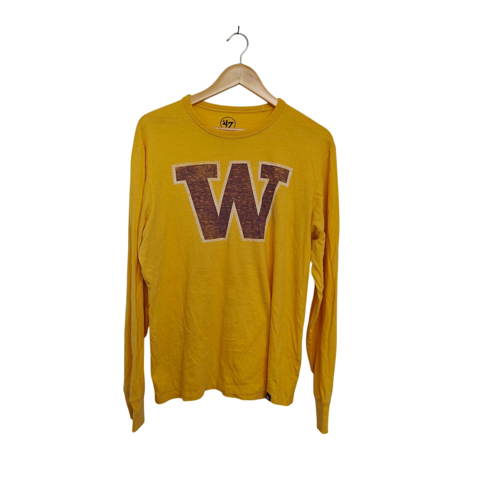 47 Brand Washington Huskies W Logo Yellow Long Sleeve Shirt Men’s M Tee