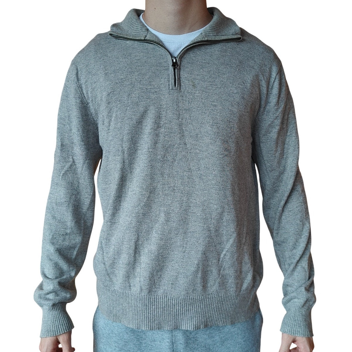 Tan Knit Quarter Zip Sweater