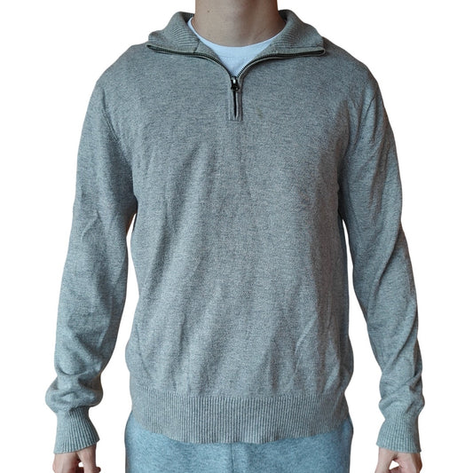 Tan Knit Quarter Zip Sweater