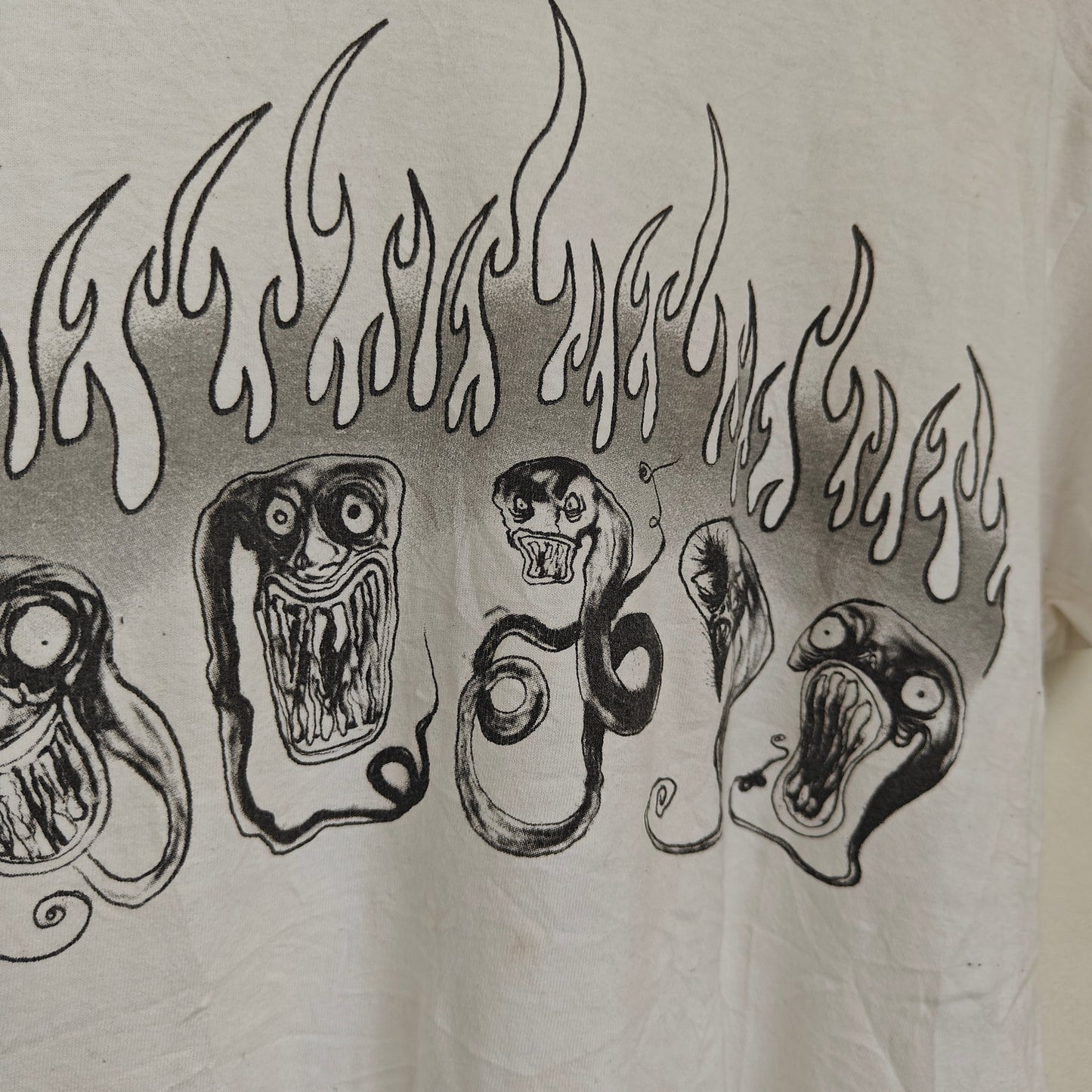 Flame Faces White Graphic Tee