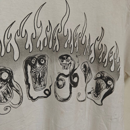 Flame Faces White Graphic Tee