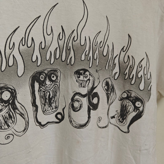 Flame Faces White Graphic Tee