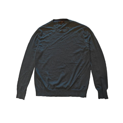 Dark Blue Merino Wool V-Neck Sweater