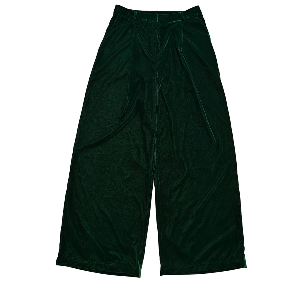 Green Velvet Wide Leg Pants