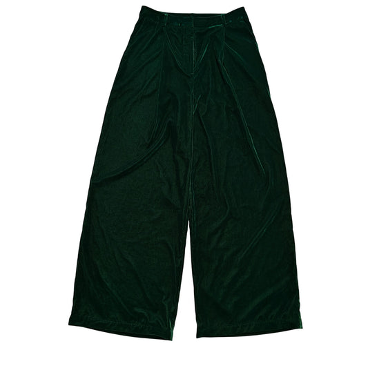 Green Velvet Wide Leg Pants