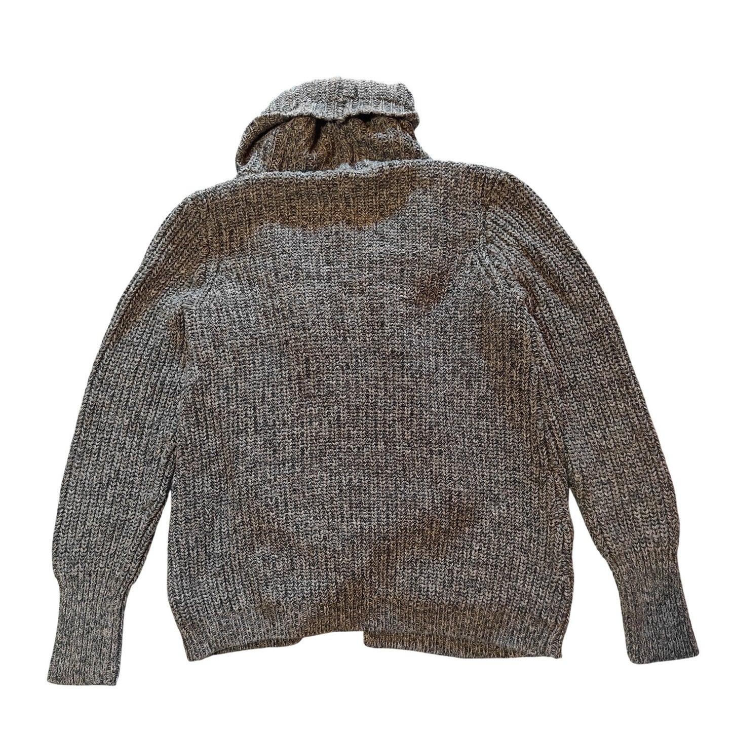 Gray Chunky Knit Shawl Collar Cardigan Sweater