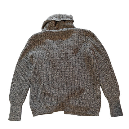 Gray Chunky Knit Shawl Collar Cardigan Sweater