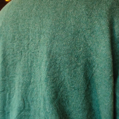 Green Cotton Cashmere V-Neck Sweater