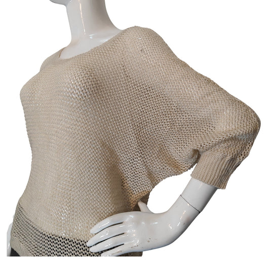Cream Open Knit Dolman Sleeve Sweater