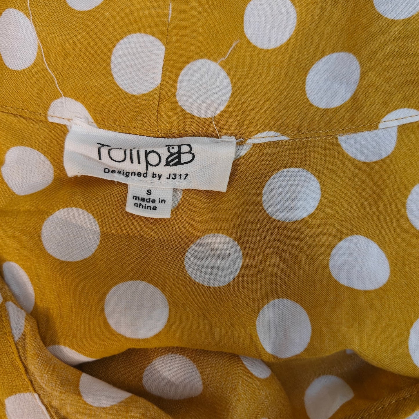 Mustard Polka Dot Tie Blouse