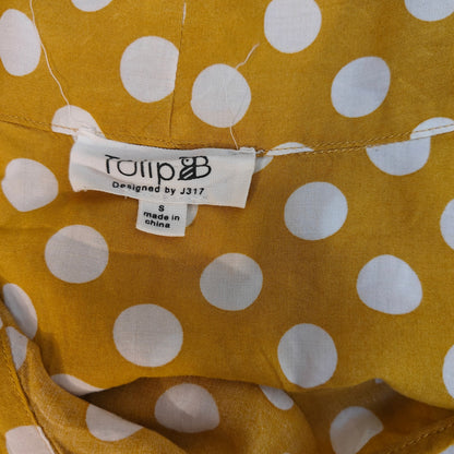 Mustard Polka Dot Tie Blouse