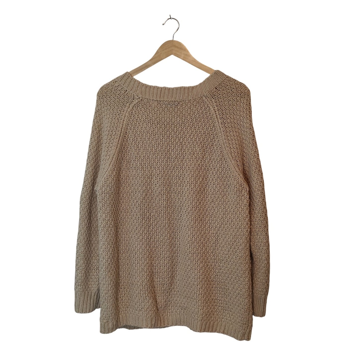 Beige Cable Knit Chunky Crew Sweater