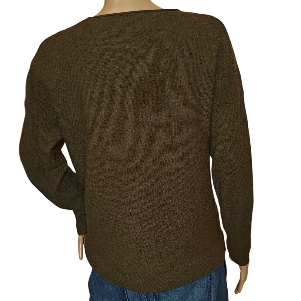 Olive Green Merino Wool Blend Sweater