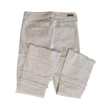 White Cropped Raw Hem Jeans