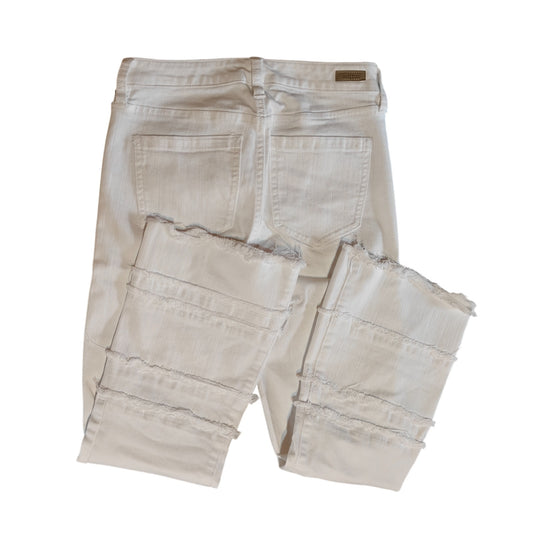White Cropped Raw Hem Jeans