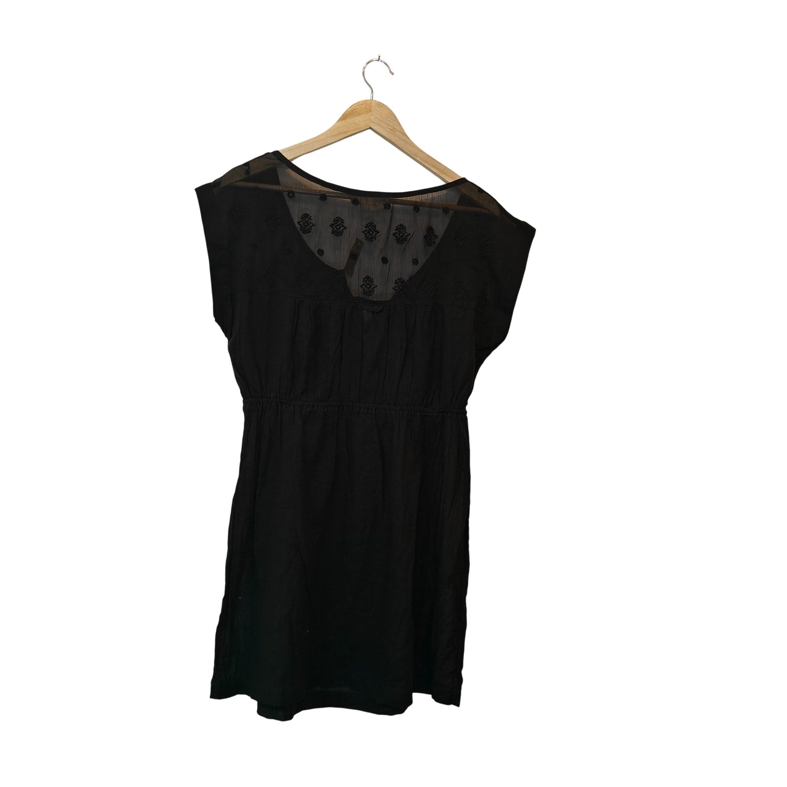 Black Sheer Embroidered Boho Mini Dress