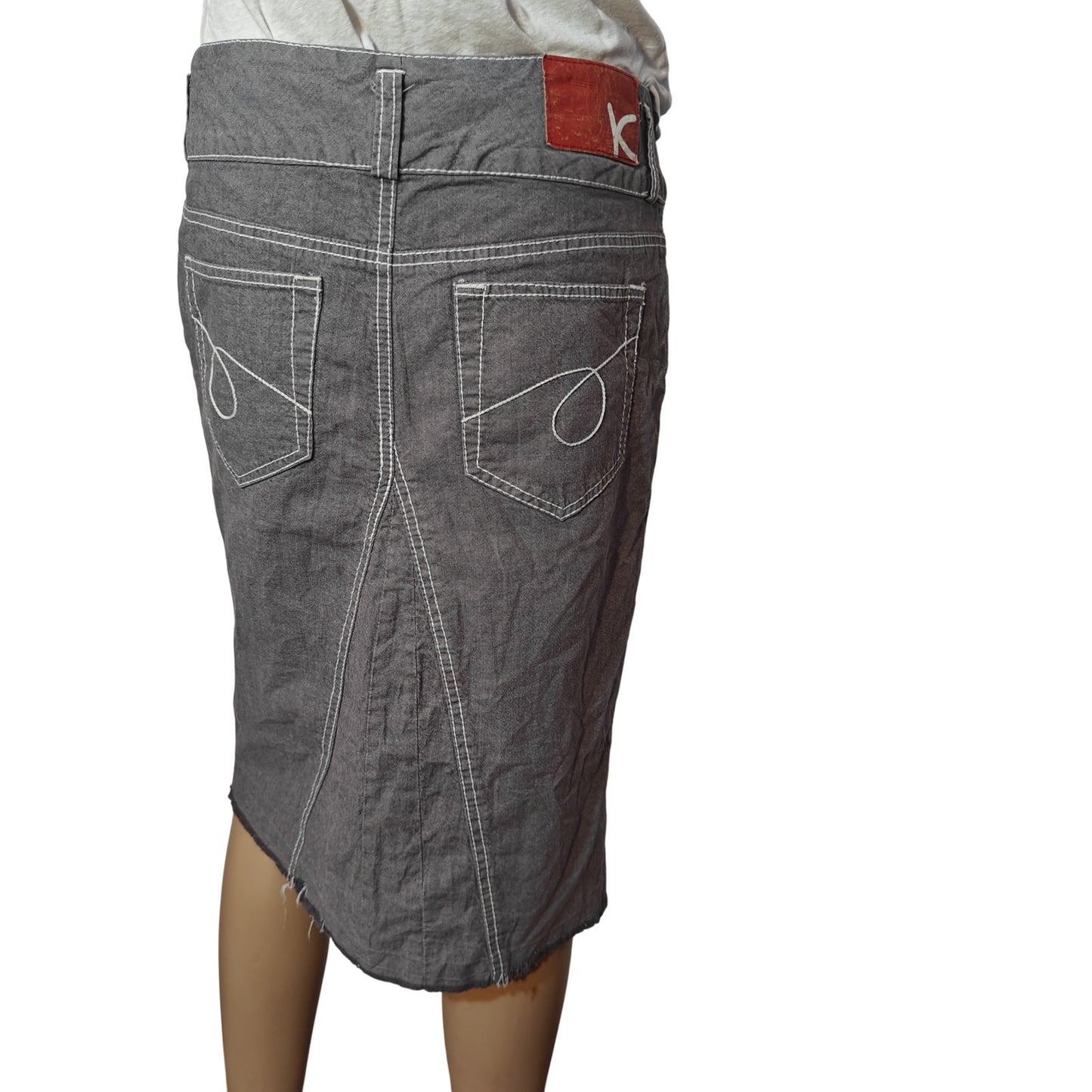 Gray Denim Pencil Skirt