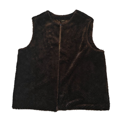 Brown Plus Faux Fur Vest
