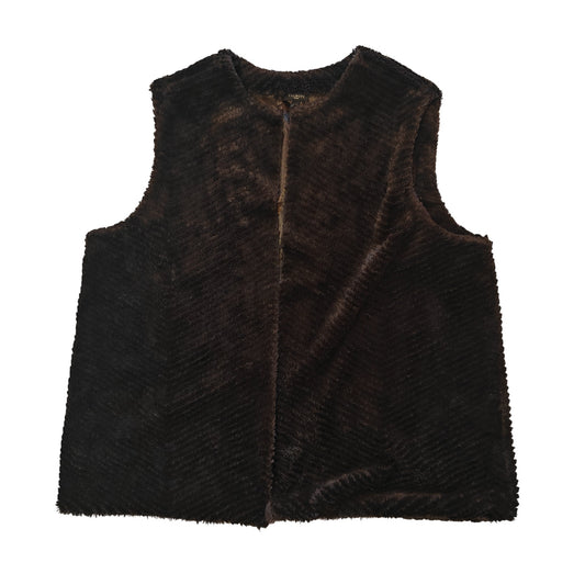 Brown Plus Faux Fur Vest