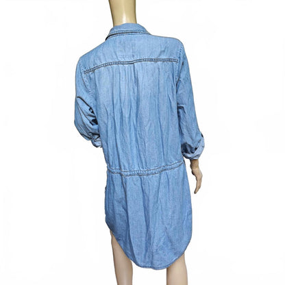 Chambray Denim Long-Sleeve Shirt Dress