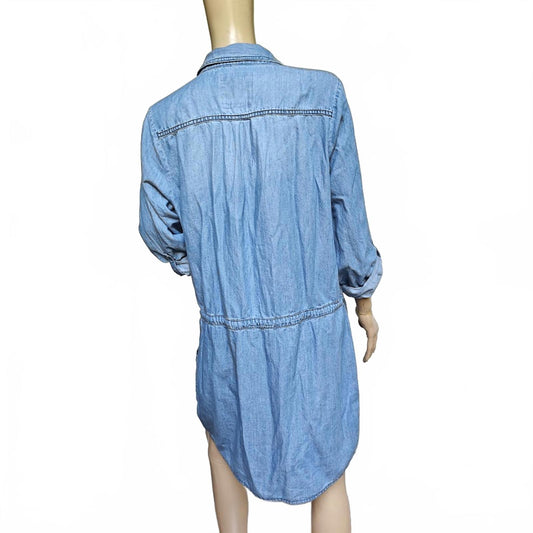 Chambray Denim Long-Sleeve Shirt Dress
