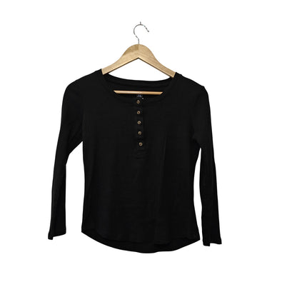 Black Henley Long Sleeve Top