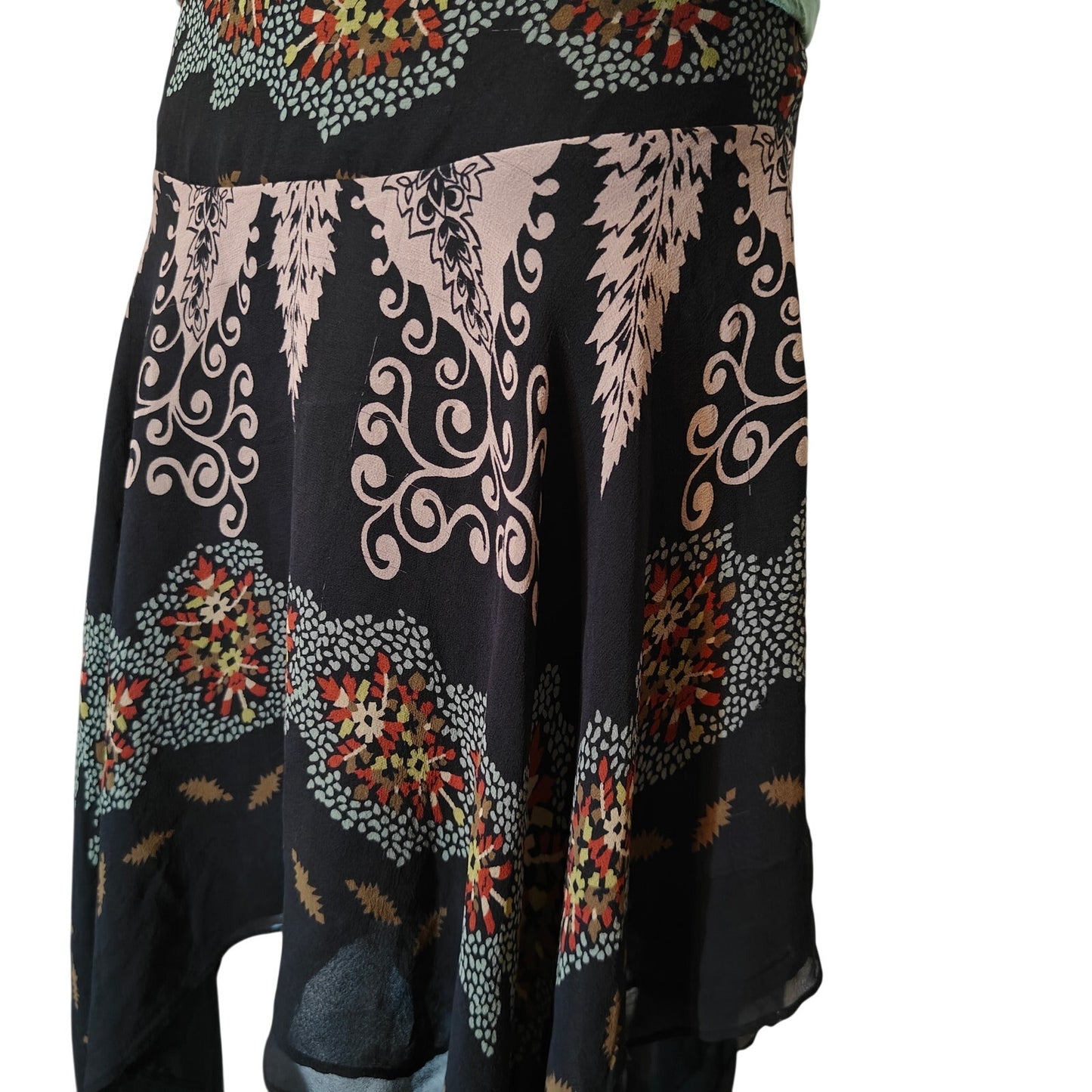 Boho Floral Handkerchief Hem Skirt
