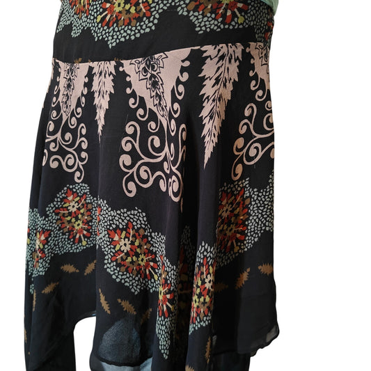 Boho Floral Handkerchief Hem Skirt