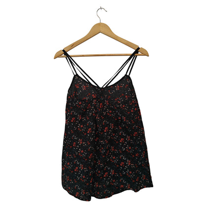 Black Floral Spaghetti Strap Tank Top